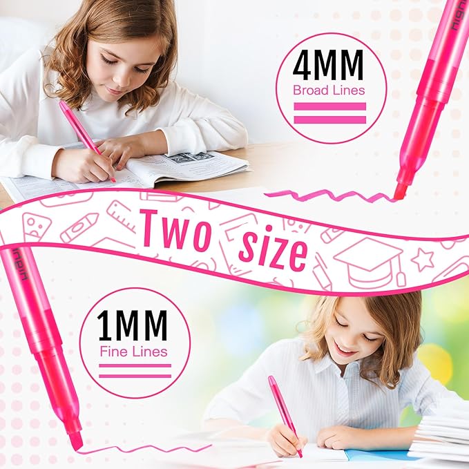 Fulmoon 80 Pieces Highlighters, Chisel Tip Bright Colors Quick Drying Markers for Adults Kids Highlighting in the Home School Office (Pink)