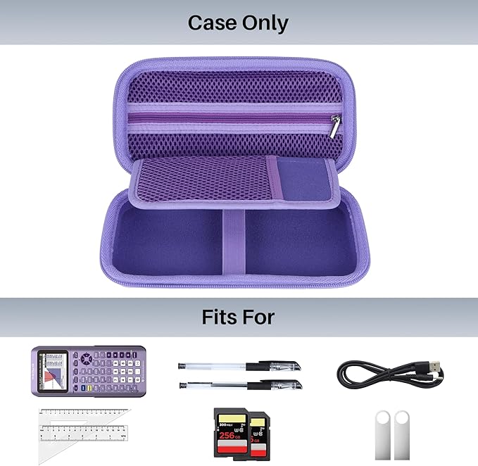 Hard Case Replacement for Texas Instruments TI-84 Plus CE/TI-84 Plus/TI-Nspire CX II CAS/TI-Nspire CX II/TI-83 Plus/TI-89 Titanium/TI-85 / TI-86 Color Graphing Calculator (Purple Case)