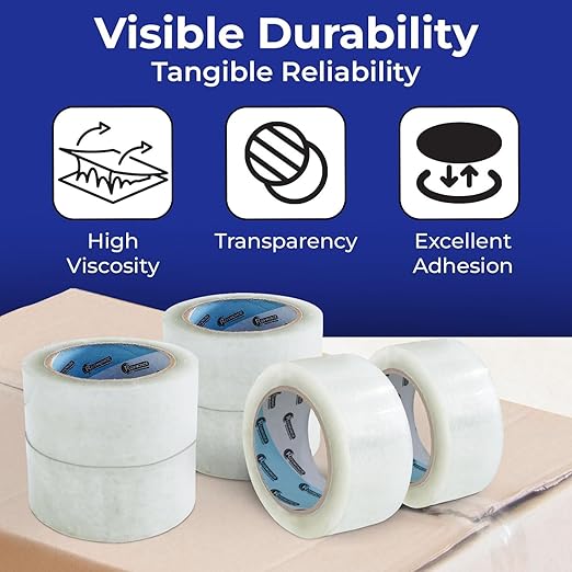Packaging Tape, 48 Pack, Clear Shipping Tape, 2.7 Mil (68 Micron), 1.88" Wide x 65 Yards, Thick Box Tape, 3" Core, Strong Adhesive Tape for Moving Boxes, Warehouse, Storage & Distribution