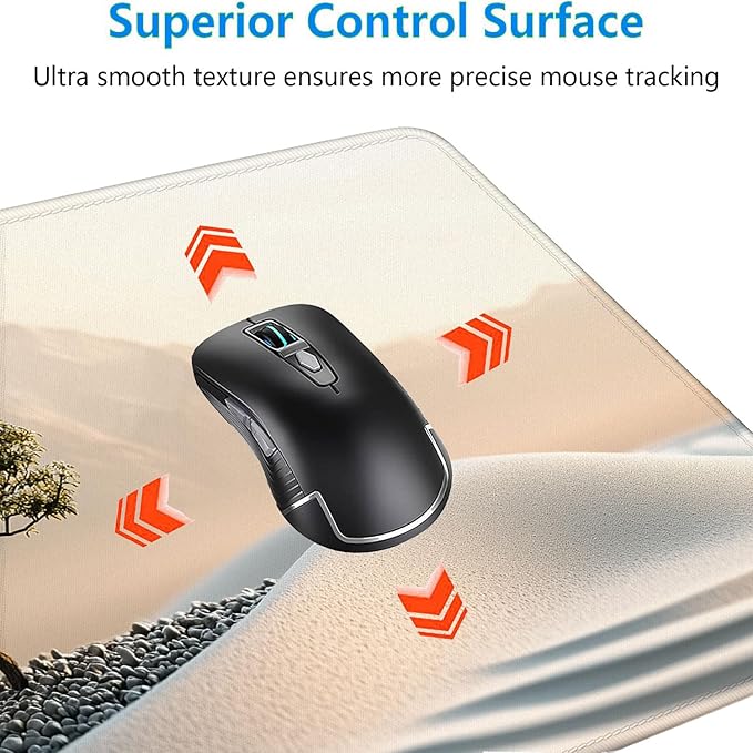 Minimalist Art Gaming Mouse Pad Desk Pad Calm Pebble Beach Zen Tree Gaming Mouse Mat with Stitched Edges,Non-Slip Waterproof Rubber Base Mouse Mat Office Computer Keyboard Laptop Home 31.5"x11.8"