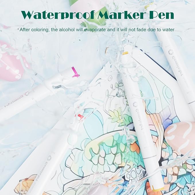 49 Alcohol Markers, With Bleeding-Proof Drawing Mat, Dual Tips Brush & Chisel Art Markers for Coloring, Sketching, Card Making and DIY Patinting- Perfect for Adults and Kids -Refillable