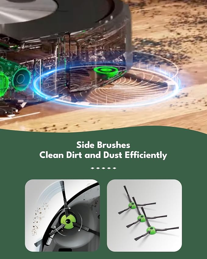 Replacement Kit for iRobot Roomba Combo 10 Max/j7/j7+/j9/j9+ Vacuum Cleaner: 2 Main Brushes, 4 Side Brushes, 4 HEPA Filters, 6 Vacuum Cleaner Bags, 4 Mops, 1 Cleaning Brush