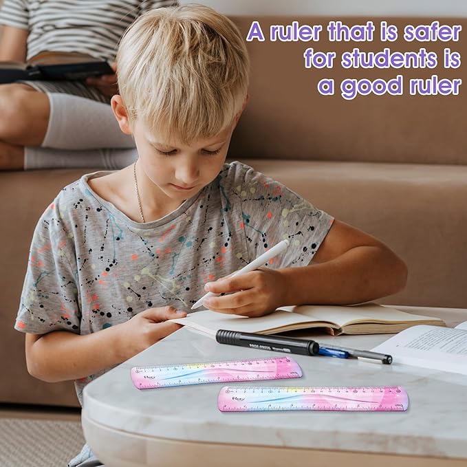 Grevosea 2 Pieces Flexible Ruler, 20cm/8inch Plastic Ruler Shatterproof Straight Edge Ruler Soft Bendable Ruler for School Classroom Office Kids & Adults (8inch)