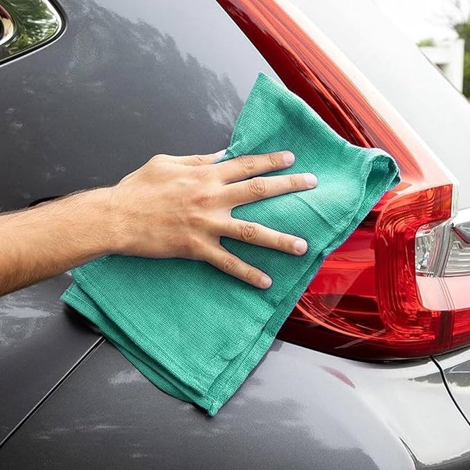 Premium Green Huck Towels – (12 Pack) 15 x 27 inches 100% Cotton Bulk Towel for General Cleaning, Auto Shop, and Hospital Use, Super Absorbent, Machine Washable Cloth