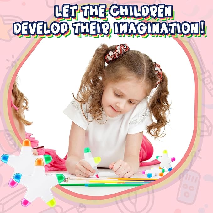 Geyee 12 Pcs Star Highlighters Bulk Highlighters Assorted Colors Creative Star Shape Watercolor Cute Pens 5-in-1 Color Fluorescent Pens for School Office Stationery Aesthetic School Supplies