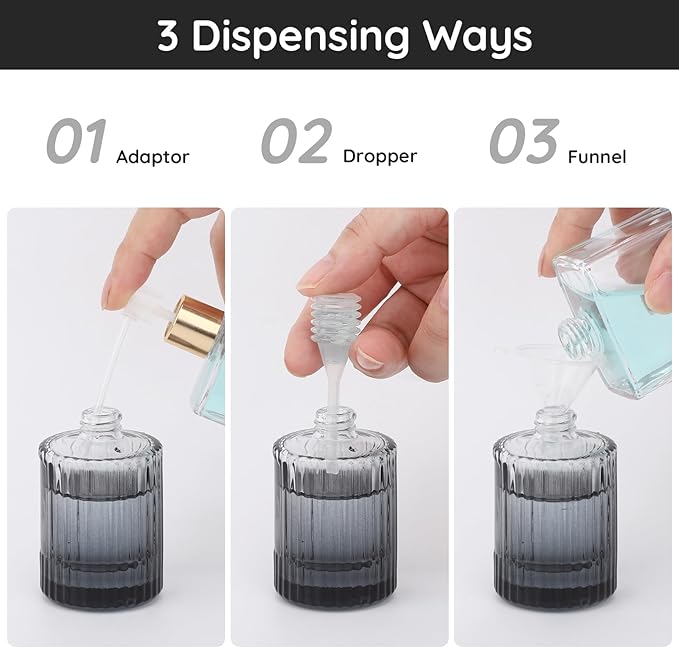 Segbeauty 1oz Glass Perfume Atomizer Empty 2Pack of 1pcs Blue Mini Perfume Bottle Refillable, 1pcs 30ml Black Cologne Travel Bottle, Portable Cologne Sprayer with Travel Refill Tools, Sample Bottles