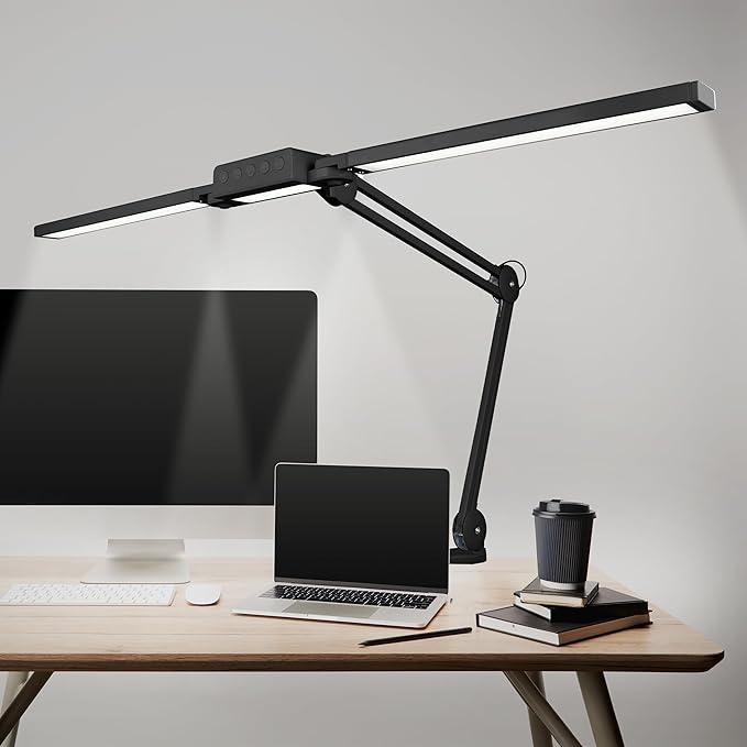 Neatfi LED Desk Lamp, Dimmable Desk Light with 360 SMD LEDs, 30W, CRI 95, Adjustable Color Temperature, Task Lamp for Home, Office, and Workbench (CCT, Black, 41 Inches)