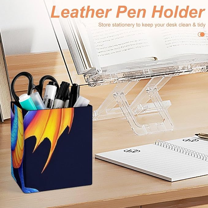 Pen Holder Stand For Desk, Pencil Pen Holder Cup, Desktop Stationery Organizer, Waterproof Multifunctional Office Supplies Colorful Dragon