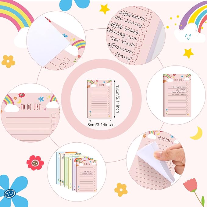 300 Sheets to Do List Notepad Daily Checklist Sticky Notes Cute Undated Memo Pad Color Block to Do Note Pad Weekly Plan Agenda and Organizer Planners for College(Rainbow Style,3.14 x 5.11 Inch)