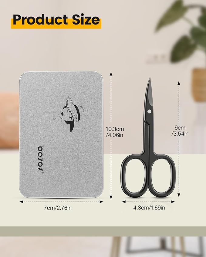 BEZOX Curved Nail Scissors – Fingernail Scissor for Women, Toenail Scissors for Thick Nails – Ergonomic Small Manicure Tool, Ultra-Sharp Nail Grooming Tool for Men - Black