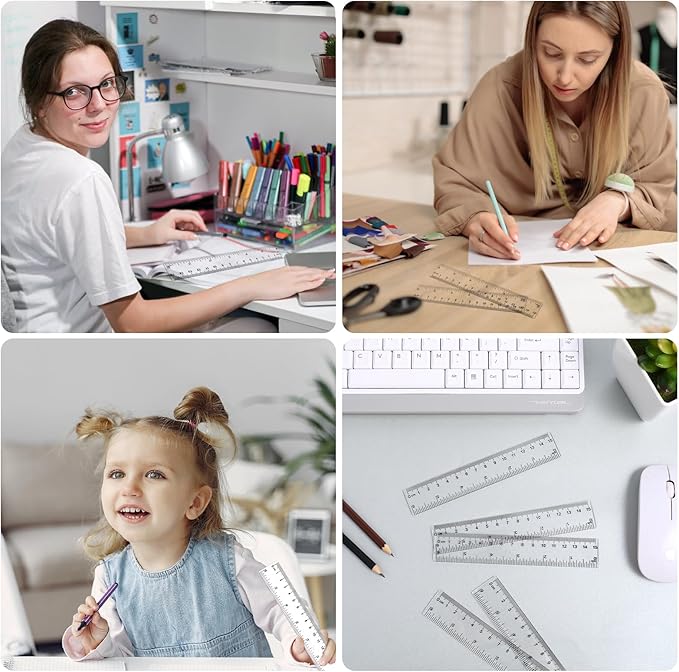 150 Pcs 6 Inch Ruler Bulk Clear Plastic Small Rulers for Classroom with Inches and Centimeters Mini Plastic Flexible Straight 6 Inch Ruler for Students First Day Back to School Gift Office