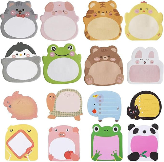 32 Pads Cute Sticky Notes, Animal Sticky Notes Self Adhesive Cartoon Notes Memo Pads Notes Page School Tab for School Office Supplies