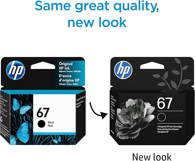 HP 67 Black Ink Cartridge for HP Printers, Works with DeskJet 1255, 2700, 4100 and ENVY 6000, 6400 Series, Eligible for Instant Ink, 3YM56AN | Packaging May Vary