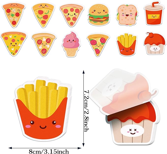 Pizza Sticky Notes, 240 Pages Cute Pizza Self Adhesive Memo Pad Pizzas Sticky Note Self Stick Notes Memo Pads for Home, School, Office -12 Designs