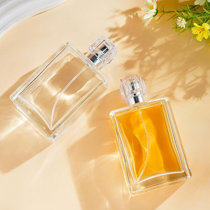 YU FENG Glass Perfume Bottles Empty Spray Refillable Atomizer 2 Pack 100ml/3.4oz（Square）