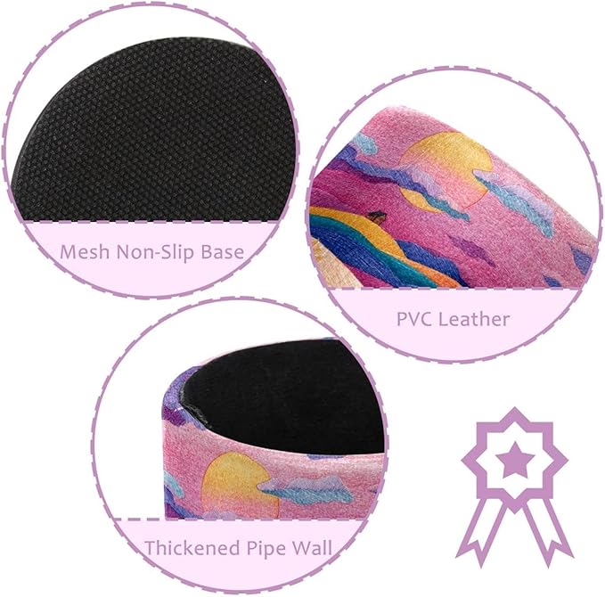 1 Pack Watercolor Art Sunflower Circular Pen & Pencil Holder - Durable PU Leather Pencil Cup, Desk Accessories Organizer for Office Desk School Home