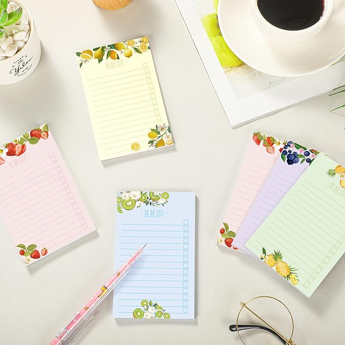 300 Sheets to Do List Notepad Daily Checklist Sticky Notes Cute Undated Memo Pad Color Block to Do Note Pad Weekly Plan Agenda and Organizer Planners for College(Fruit Style,3.14 x 5.11 Inch)
