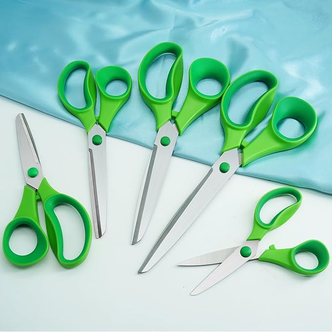 All Purpose Heavy Duty Scissors, Sharp Stainless Steel Blades, Comfort Grip Handles, Multipurpose for School, Home, Office, Art, Craft, Sewing, Tailor - 5 Pack