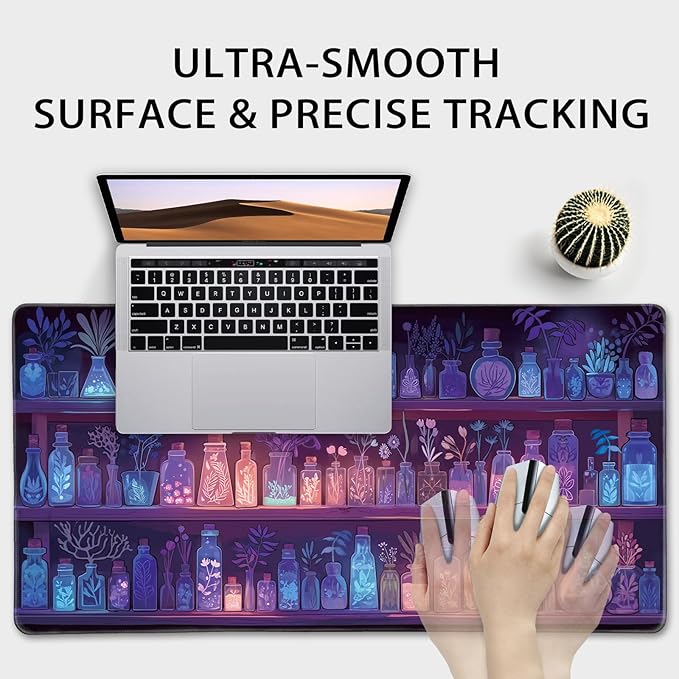 Mystical Potion Bottles Gaming Mouse Pad 31.5"x15.7"｜XXL Desk Mat, Non-Slip Rubber Base & Stitched Edges - Extended Waterproof Mousepad for PC/Laptop/Office/Home Decor