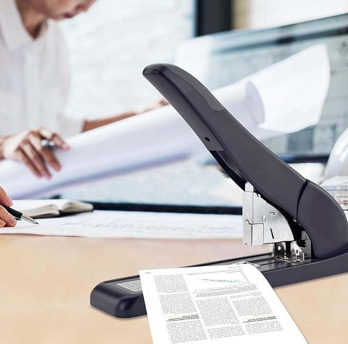 Rapesco 1551 ECO Extra Heavy-Duty Stapler with 1000 Staples Type 923/15mm Heavy-Duty Staples (9/16"), 210 Sheets Capacity, Front Loading, HD-210, Uses Type 923 HD-Staples from 3/8" to 15/16", Black