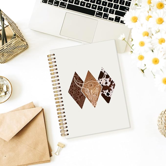 Cowgirl Notebook Journals, Western Office Supplies, Western Gifts for Women, Retro Western Cow Cowgirl Gifts, Hardcover Spiral Notebook 5.5x8.3