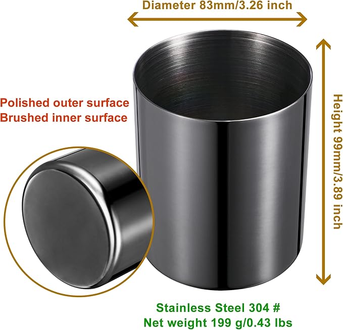 Black Pencil Holder for Desk, Stainless Steel Pencil Cup, Pen Holder Cup, Pen Pot, Vases Flower Pot, Makeup Brush Holder, Desktop Accessory Stationery Organizer