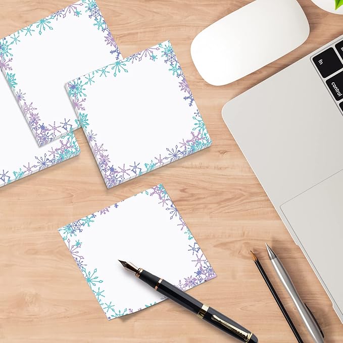 9 Pieces Christmas Sticky Note Christmas Snowflake Note Pads 450 Pieces of Self Adhesive Notebook Removable Memo Pads, 50 Sheets Each for Christmas School Office Home Students Teachers Presents