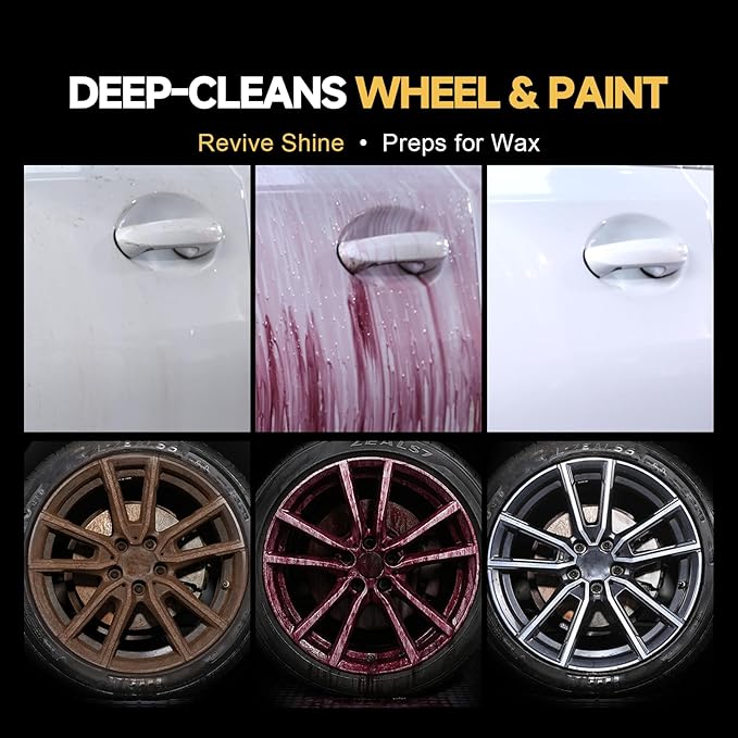 Iron Remover,Fallout & Iron Remover for Car Detailing,Fast Removal Brake Dust & Rust and Wheel Cleaner,Safe for All Vehicle Paint & Wheels,Tire Shine and Preps for Wax (16oz)