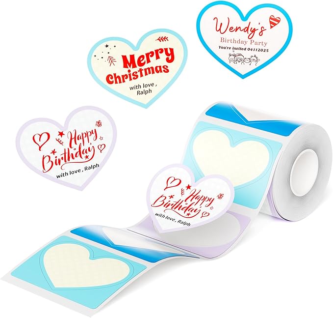 NIIMBOT B21 Pro Label Maker Refill - 300DPI Red & Black Dual Color Sticker Paper Sweet Heart (2"x1.69"/50x43mm) for School, Office, Retail, Baking & Safety Labels - Compatible with B21 Pro Only