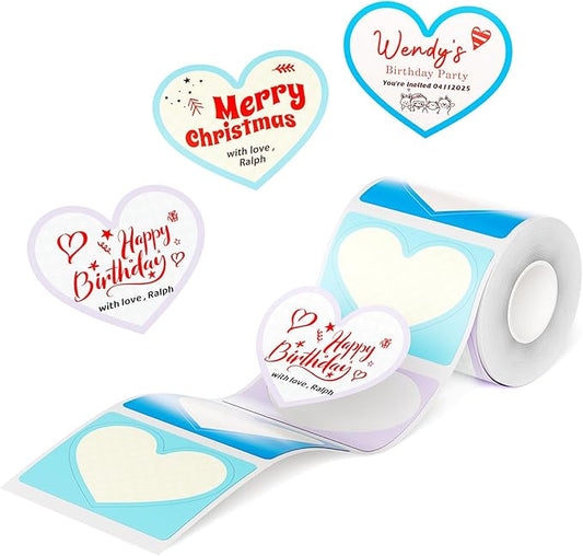 NIIMBOT B21 Pro Label Maker Refill - 300DPI Red & Black Dual Color Sticker Paper Sweet Heart (2"x1.69"/50x43mm) for School, Office, Retail, Baking & Safety Labels - Compatible with B21 Pro Only