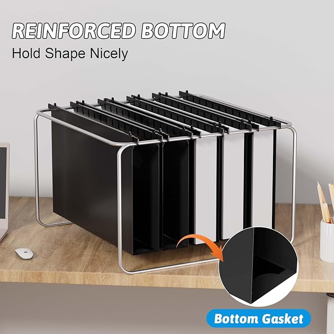 Plastic Extra Capacity Legal Size Hanging File Folders,12 Pack Reinforced Legal Hanging Folders,Heavy Duty 2 Inch Expansion,Adjustable Tabs,Filing Cabinet Folders for Bulky Files (Black)