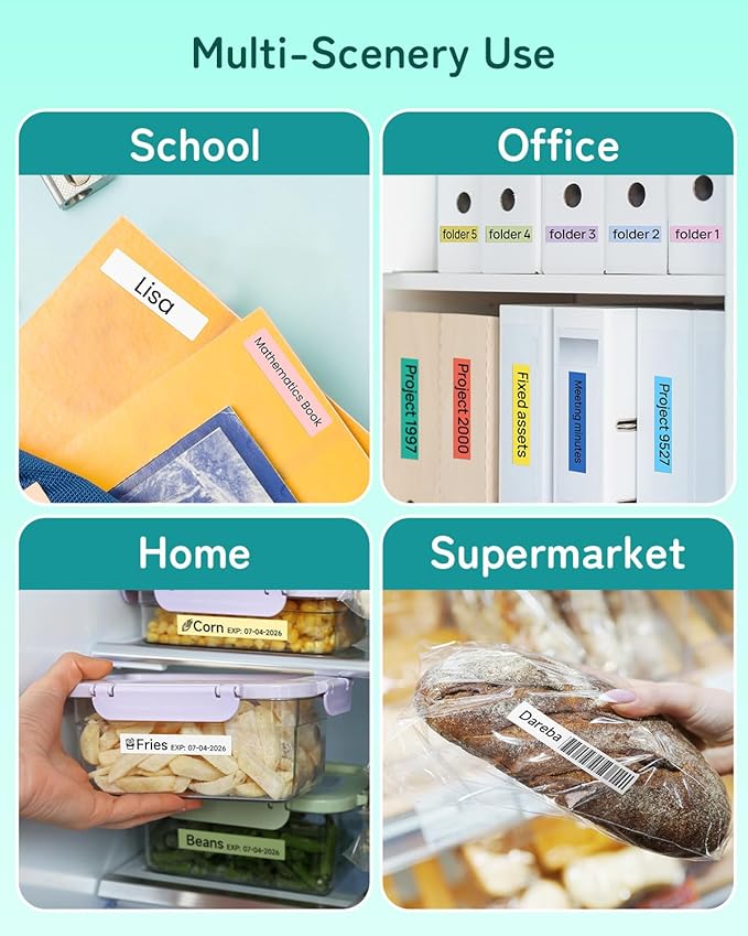 Phomemo P12 Label Maker Machine with Tape, Bluetooth Small Thermal Label Printer with Multiple Templates Mini Label Maker for Home, School, Organization, Office, Green