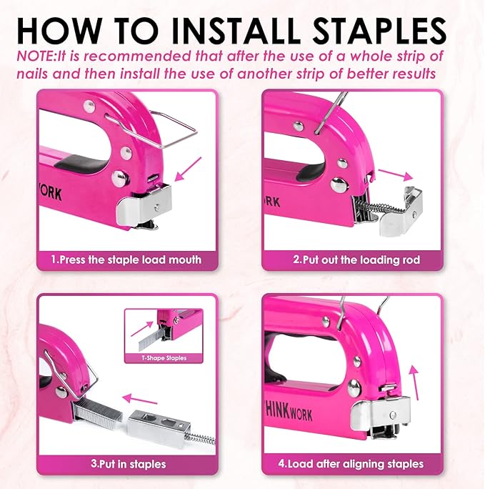 27Pc Staple Gun Set, Pink Staple Guns/Home Use, 3 in 1 Upholstery Staple Gun with 900 Staples, Stapler Gun for Wood Heavy Duty, Fabric, Crafts, Decoration DIY, Home Tool Kit Christmas Gift for Women