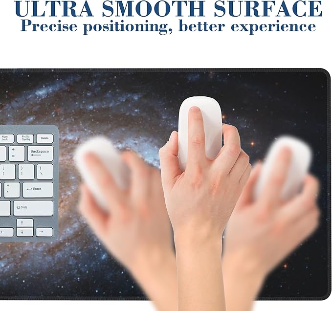 Large Gaming Mouse Pad for Desk Space Universe Galaxy Big Desk Mat Extended Mousepad with Stitched Edge and Non-Slip Base Long Computer Keyboard Mouse Mat for Home Office Work, 11.8 x 31.5 Inch