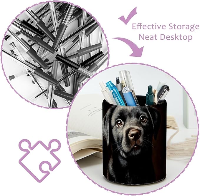 Pen Holder Cup for Desk, Labrador Puppy (3) Pencil Cup Holder for Desk Office Pen Organizer