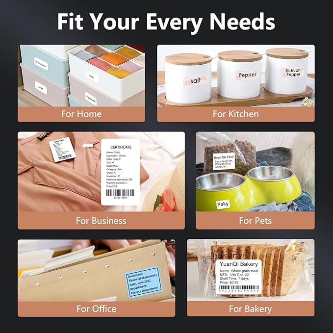 Wireless Mini Retro Label Maker Machine with Tape,Bluetooth Portable Thermal Sticker Printer for Phone,Small Business, Address, Logo, Qr Code, Food,Home, Kitchen,with 50×30mm Label(Black)