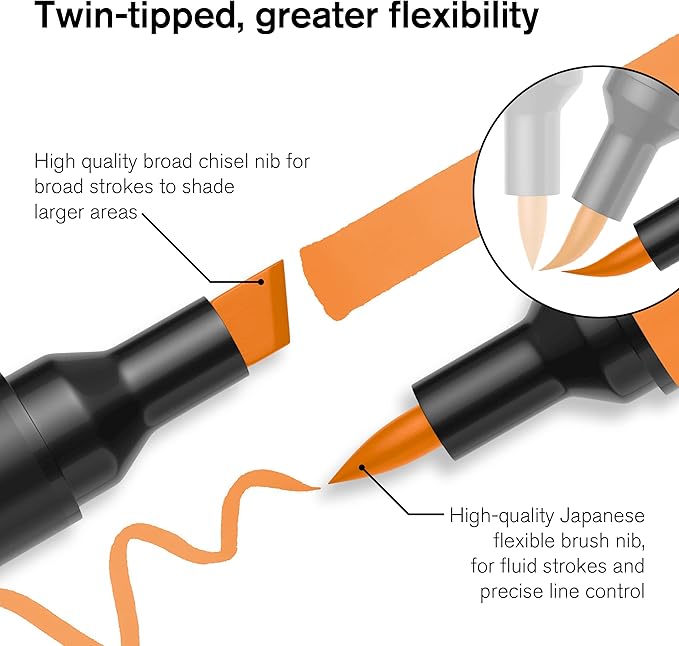 Winsor & Newton ProMarker Brush Set, 12 Count, Vibrant Tones