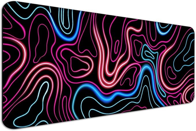 Topographic Contour Gaming Mouse Pad, Extended Cool Abstract Large Desk Mat, Computer Keyboard Laptop Mousepad for Work, Game, Office and Home, XL