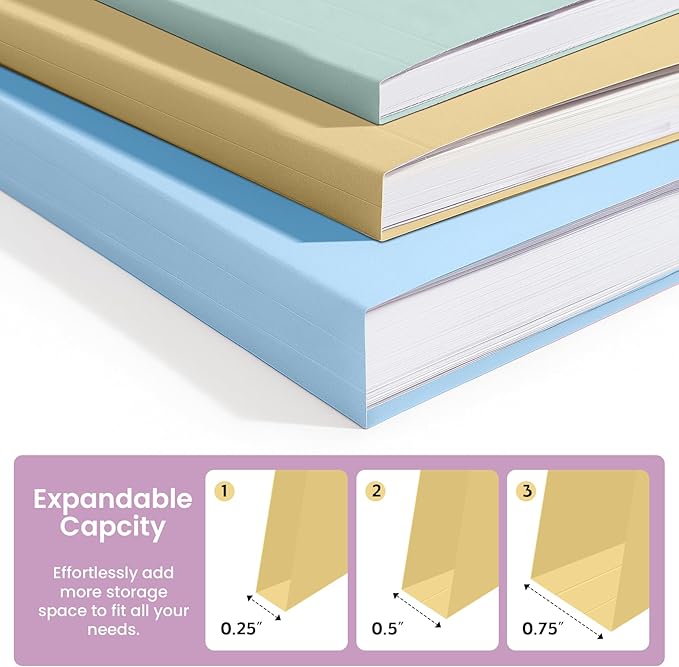 Colored File Folders Letter Size, 60 Pack 6 Colors Manilla Folders 1/3 Cut Tabs, Assorted Pastel Color Office School Buiness Folders for Filing Organization, Paper File Folder Bulk Set