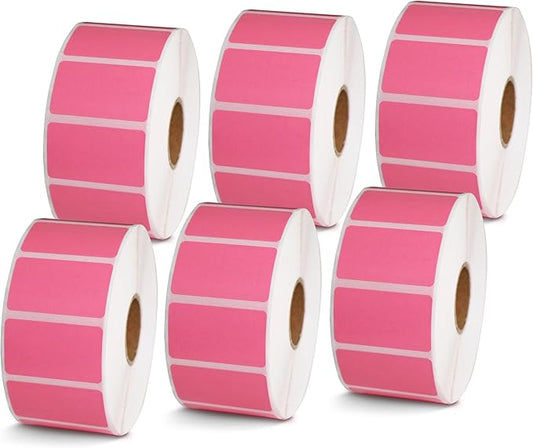 BETCKEY - 1.5" x 0.85" All Purpose Labels Compatible with Zebra & Rollo Label Printer,Premium Adhesive & Perforated[Pink, 6 Rolls, 9000 Labels]