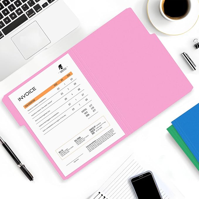 SUNEE File Folders, 150 Pack Manilla Folders 8.5 x 11, Colored File Folders Home Office School Supplies for Documents Files Paper, 5 Assorted Colors