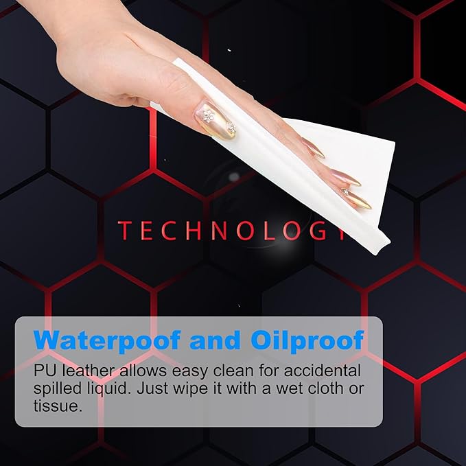 Desk Pad, Black and Red Honeycomb Hexagons Technology XL Gaming Mouse Pad with Stitched Edges,Non-Slip Waterproof Rubber Base Large Desk Mat for Keyboard and Mouse 31.5"x11.8"