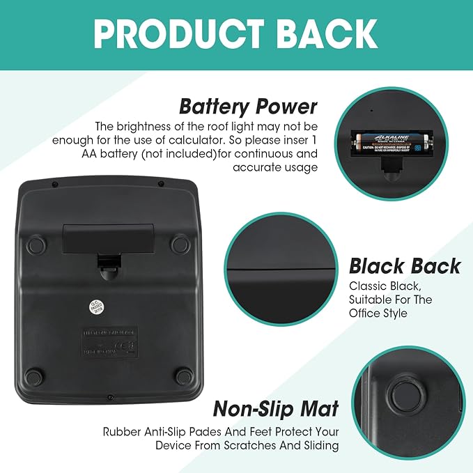 5 Pack Calculator Bulk, 12 Digits Calculators Desktop with Large LCD Display and Sensitive Butto, Solar and Battery Dual Power, Desk Calculator for Office, School, Home