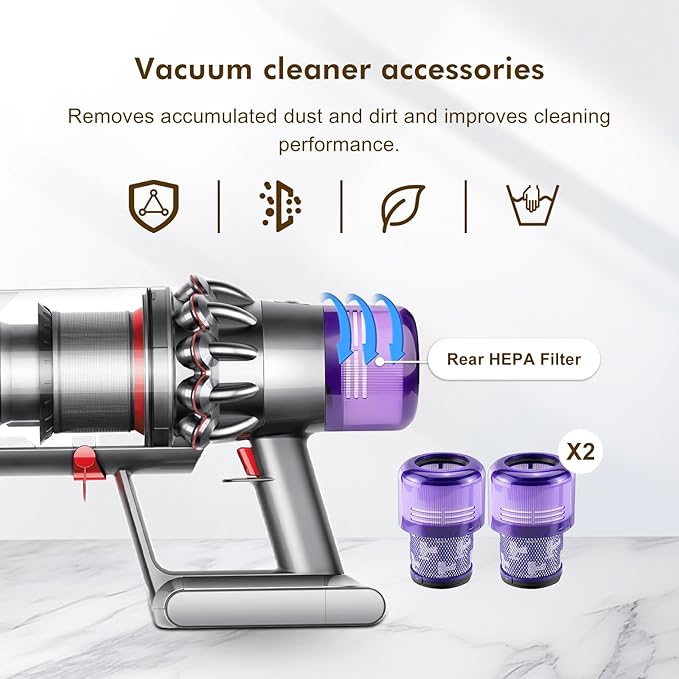 V11 110-Min Red Button Battery Replacement: With Samsung Battery Cells, Compatible with Dyson Click-in Models, V11 Animal, Torque Drive, Outsize, SV15/16/22, 970425-01, Includes Filter & Charger