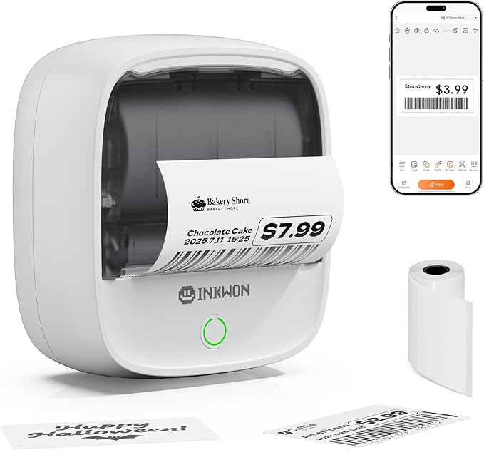 B21 Label Maker Machine with Tape, 2-Inch Wide Waterproof Tape, Bluetooth Portable Label Maker for Small Business, Office, Home, School Organization