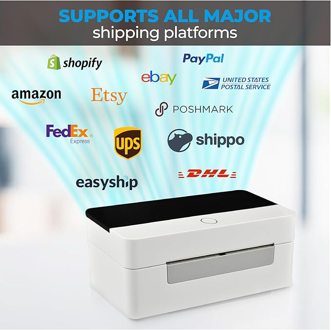 Arkscan 2054N-WF Mini WiFi Wireless Shipping Label Printer for iPhone Windows Mac Chromebook Android Support Amazon Ebay Paypal Shopify Shipstation UPS USPS FedEx Fanfold Direct Label