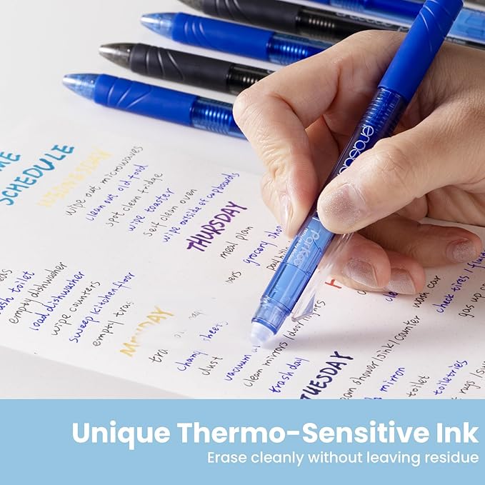 ParKoo Retractable Erasable Gel Pens Clicker, Fine Point 0.7 mm, Make Mistakes Disappear, 20 Pack Black and Blue Pens for Writing, Journaling and Crossword Puzzles