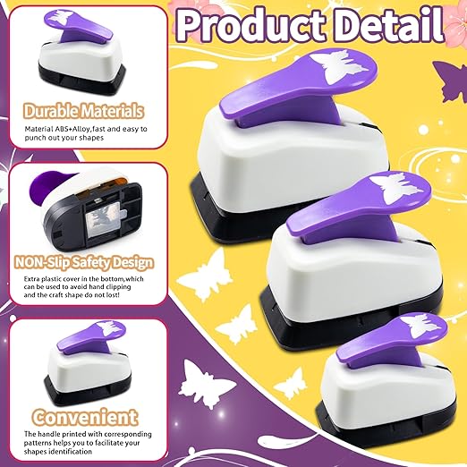 Butterfly Punch Set, 3/8 Inch, 5/8 Inch, 1 Inch Butterfly Hole Puncher Set for Scrapbooking, Butterflies Shaped Hole Punches for Paper Crafts, Weddings, Cardstock, Gift Wrapping, Greeting Cards