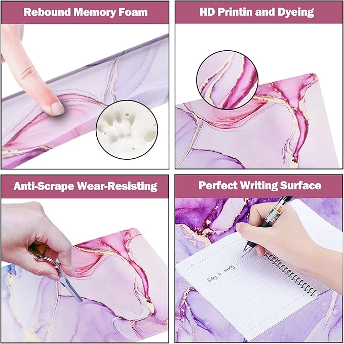 ARTSO Large Gaming Mouse Pad, Keyboard Wrist Rest Pad & Wrist Support Mousepad Set, Stitched Edge, Extended, Non-Slip Base, Memory Foam,Multifunctional Desk Mat for Office & Home, Purple Pink Marble