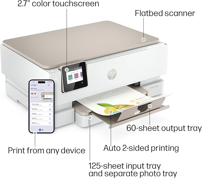 HP Envy Inspire 7255e Wireless Color Inkjet Printer, Print, scan, copy, Easy setup, Mobile printing, Best-for-home, 3 month Instant Ink trial included, AI-enabled (1W2Y9A)